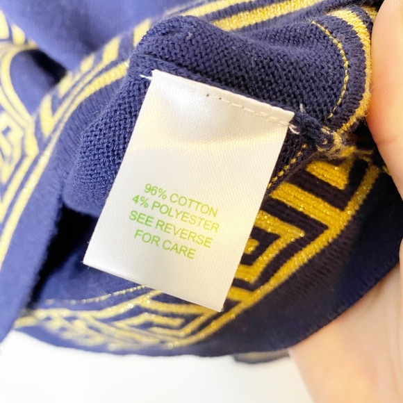 Lilly Pulitzer Greek Geometric Cardigan Navy and Gold Medium - Picture 6 of 7